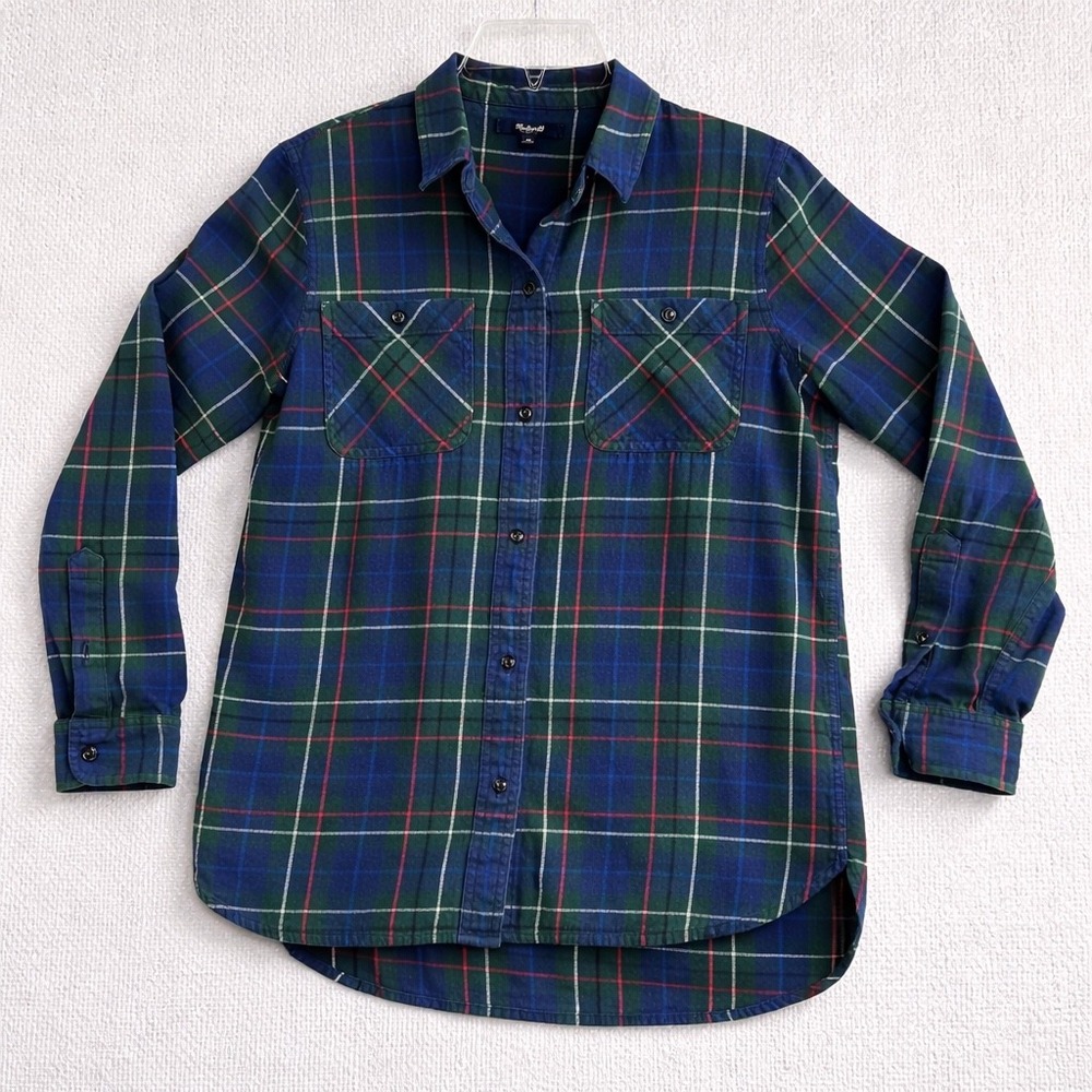 Madewell‎ Plaid Flannel Shirt Blue Green Red Long Sleeve Button Up Womens M